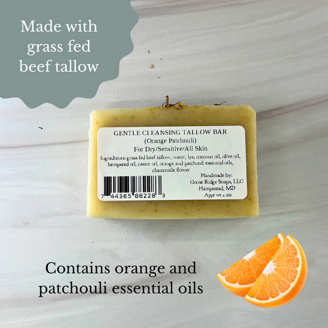 Gentle Cleansing Tallow Bar - Orange Patchouli